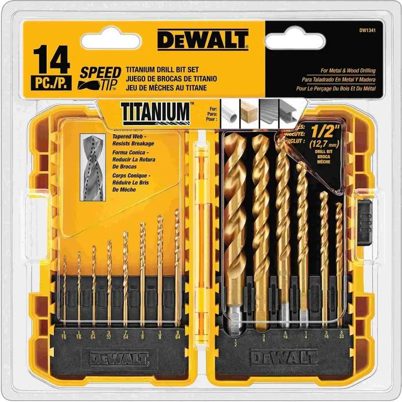 DeWalt DW1341 14-Piece Titanium Nitride Coating Speed Tip Drill Bit Set