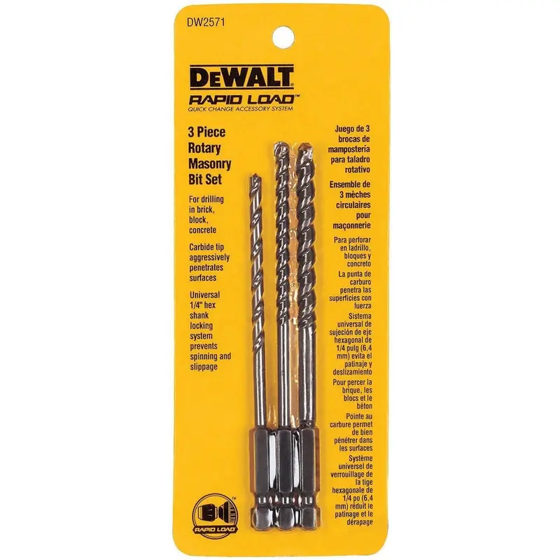 DeWalt DW2571 3-Piece Rotary Masonry Bit Set