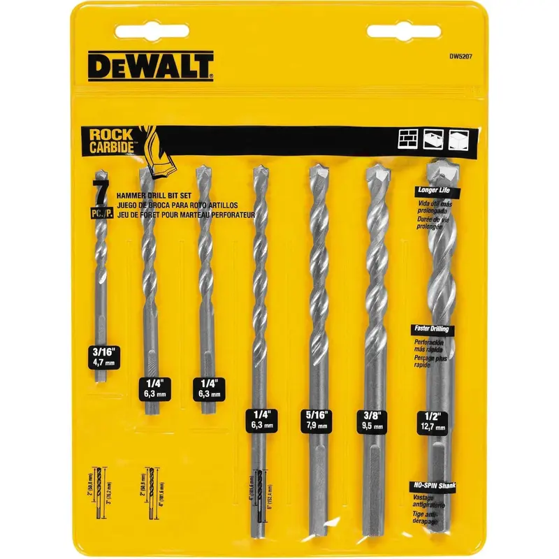 DeWalt DW5207 7-Piece Premium Percussion Masonry Drill Bit Set