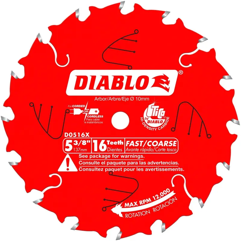 Diablo D0516X 5-3/8 in. x 16-Tooth  Framing Trim Saw Blade