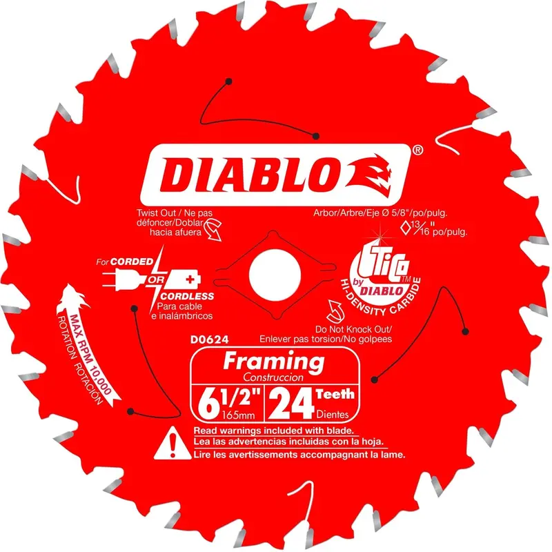 Diablo D0624X 6-1/2 in. X 24 Atb Framing Saw Blade