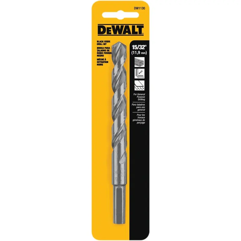 DeWalt DW1130 15/32" Black Oxide Split Point Drill Bit (3/8" Reduced Shank)