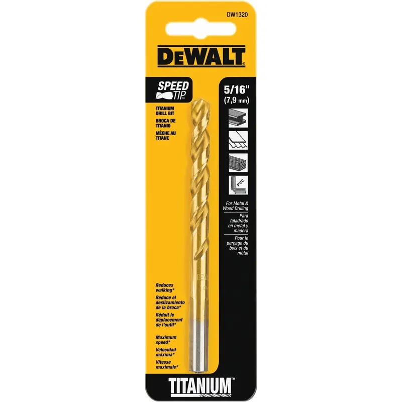 DeWalt DW1320 5/16" Titanium Nitride Coating Speed Tip Drill Bit