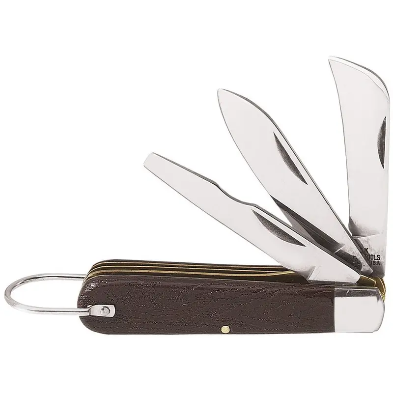 Klein 1550-6 3-Blade Pocket Knife - Carbon Steel Sheepfoot, Spearpoint, And Screwdriver-Tip Blades