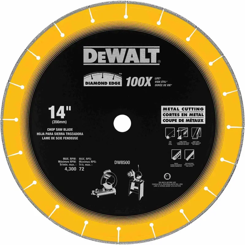 DeWalt DW8500 14 in. x 1 in. Diamond Edge Chop Saw Blade
