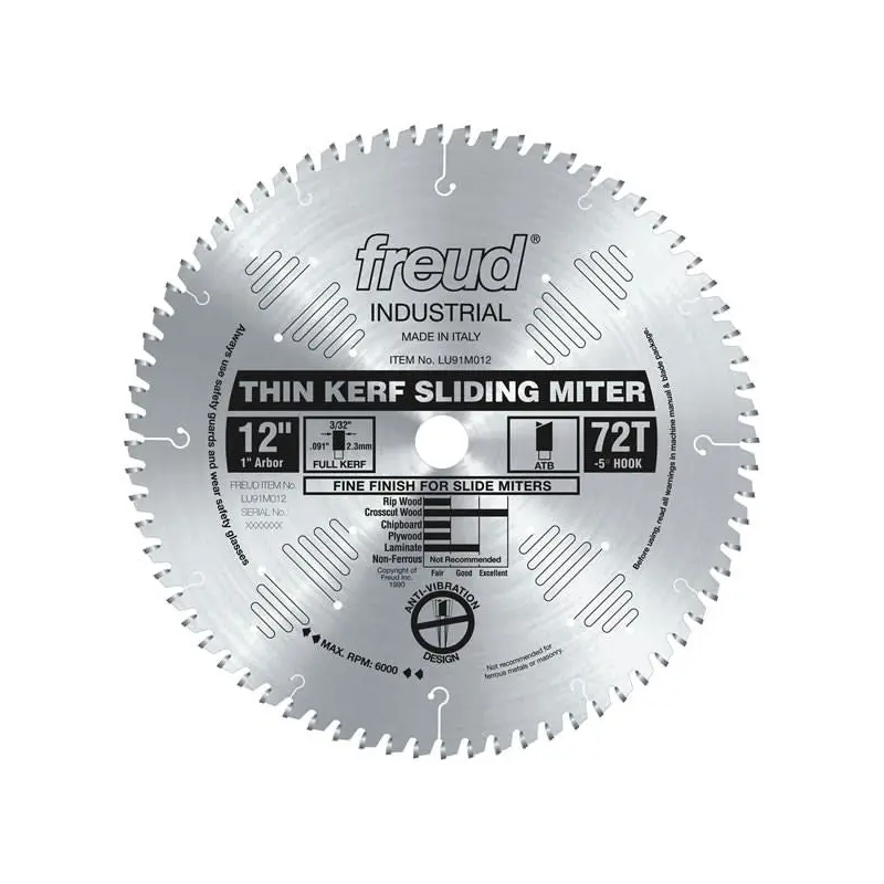 Freud LU91M012 12 in. Thin Kerf Sliding Compound Miter Saw Blade