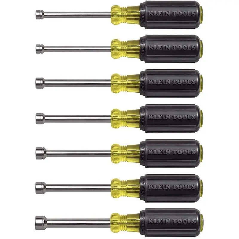 Klein 65160 Nut Driver Set, Metric Nut Drivers, 3-Inch Shafts, 7-Piece
