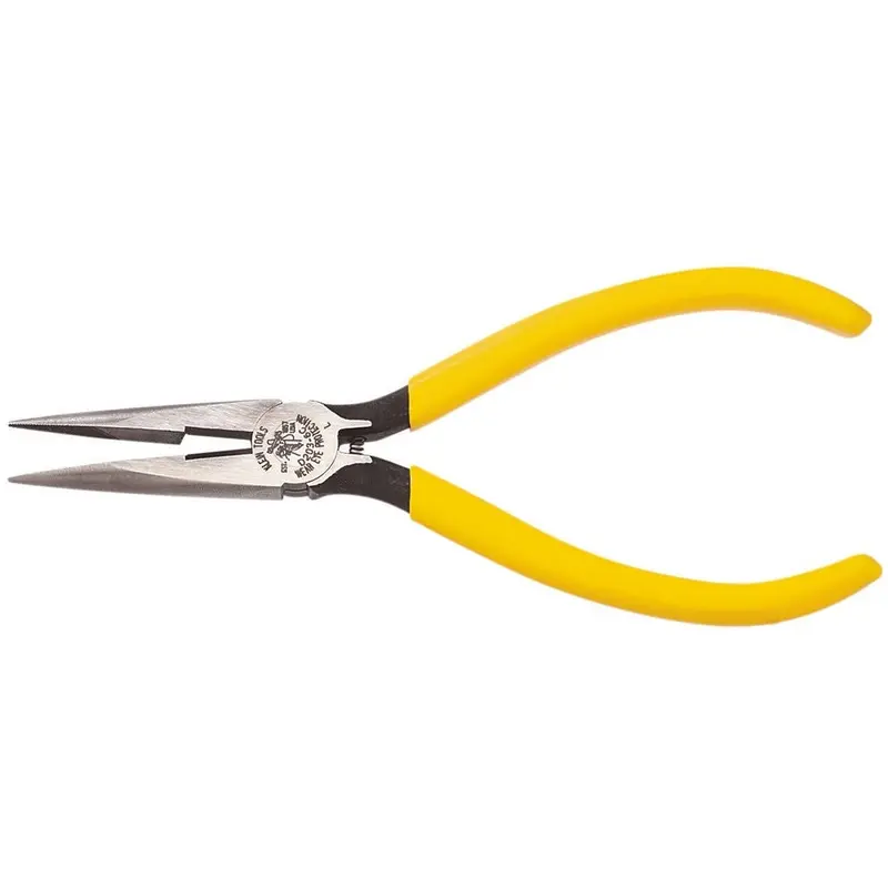 Klein D203-6C 6" Standard Long-Nose Pliers - Side-Cutting with Spring