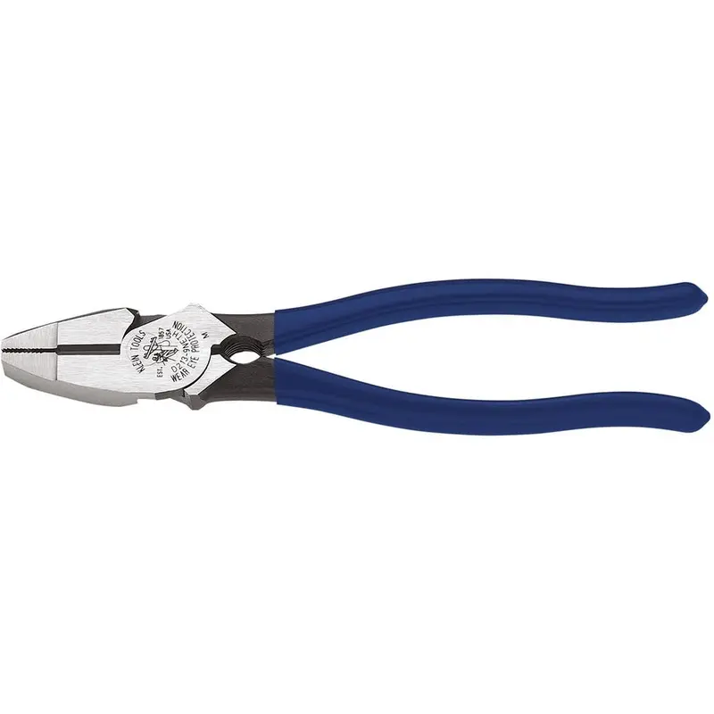 Klein D213-9NETH 9" High-Leverage Side-Cutting Pliers - Lineman's Bolt-Thread Holding