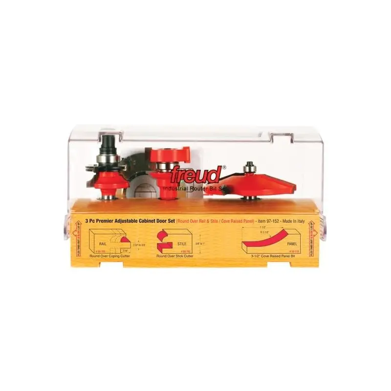 Freud 97-152 3 Piece Premier Adjustable Cabinet Router Bit Set