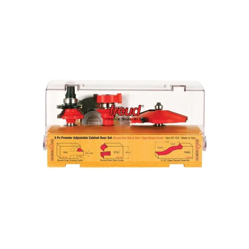 Freud 97-154 3 Piece Premier Adjustable Cabinet Router Bit Set