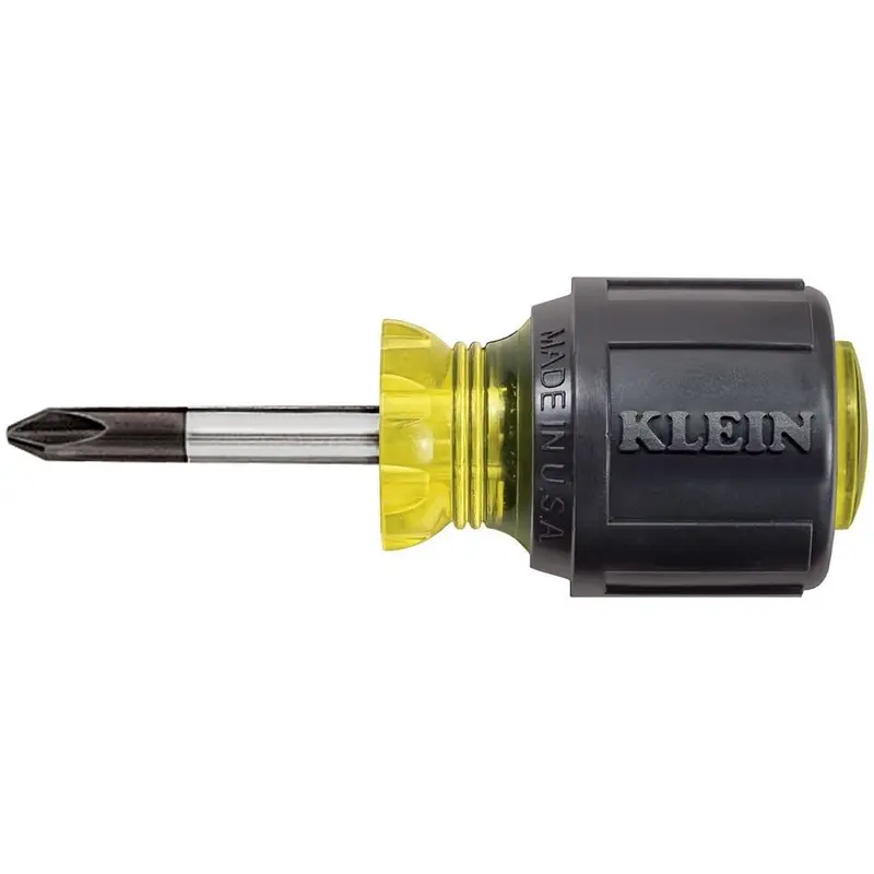 Klein 603-1 #2 Stubby Phillips-Tip Screwdriver  1-1/2" Round-Shank
