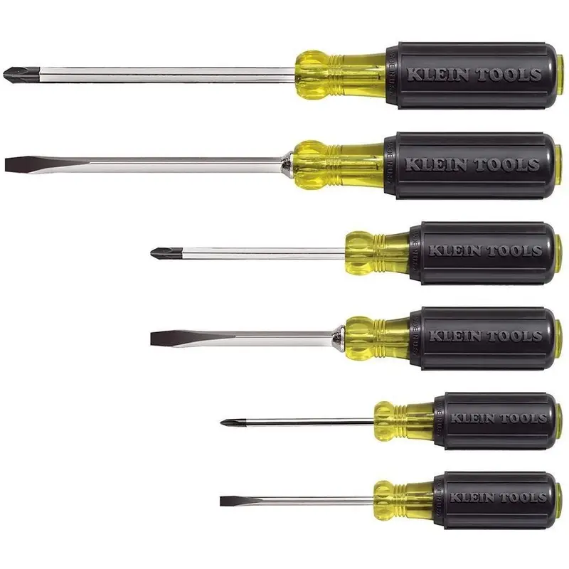Klein 85074 Screwdriver Set, Slotted and Phillips, 6-Piece