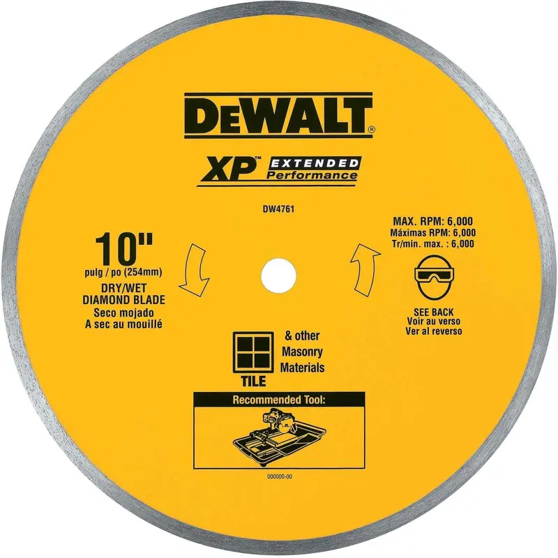 DeWalt DW4761 10 in. x .060 in. Ceramic Tile Blade Wet
