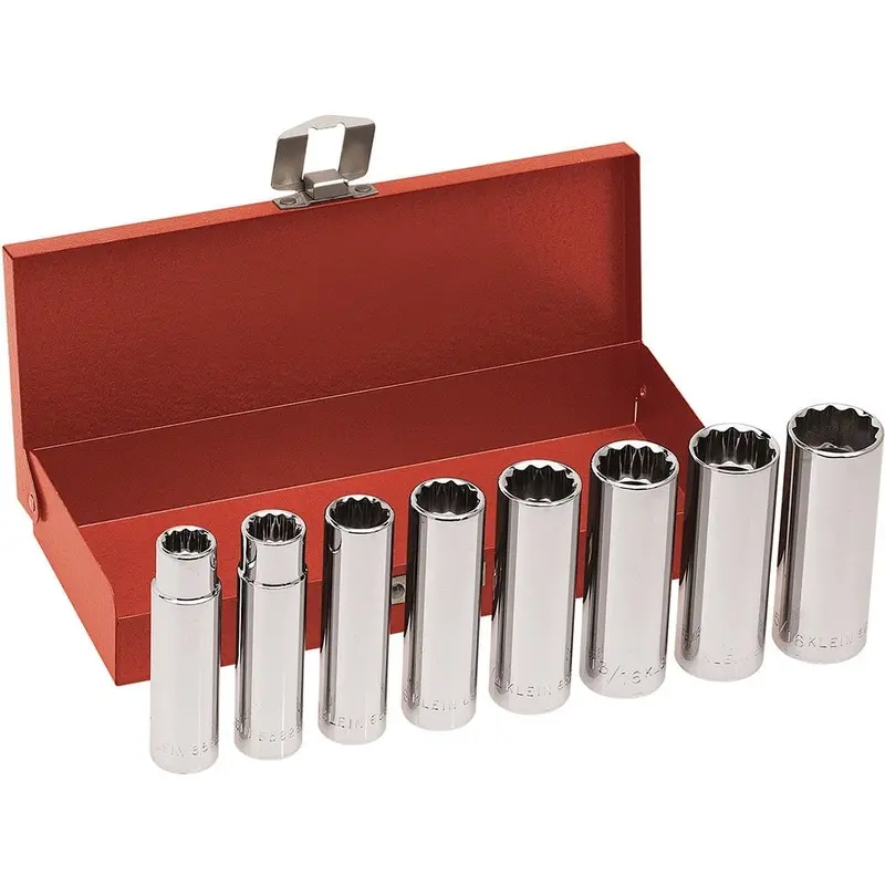 Klein 65514 8-Piece 1/2-Inch Drive, Deep-Socket Wrench Set
