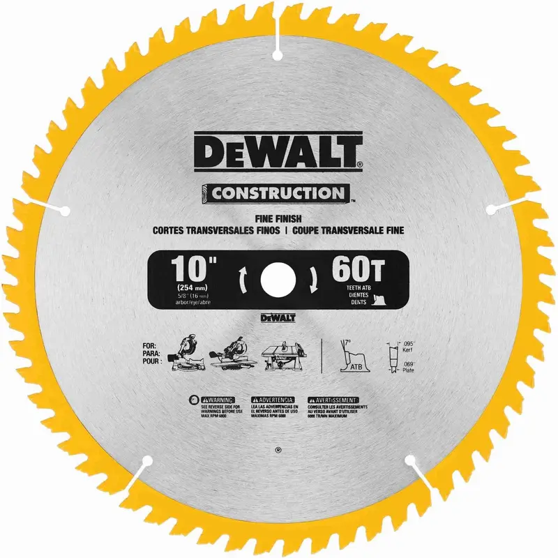 DeWalt DW3106 Series 20 10 in. 60-Tooth Fine Finish Saw Blade