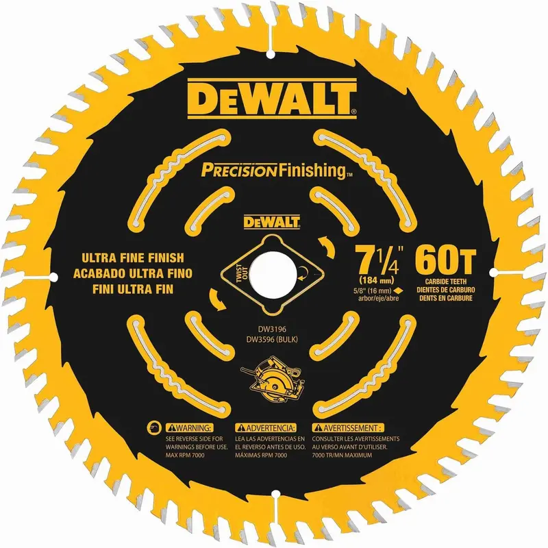 DeWALT DW3196 7-1/4" 60-Tooth Single Precision Framing Saw Blade