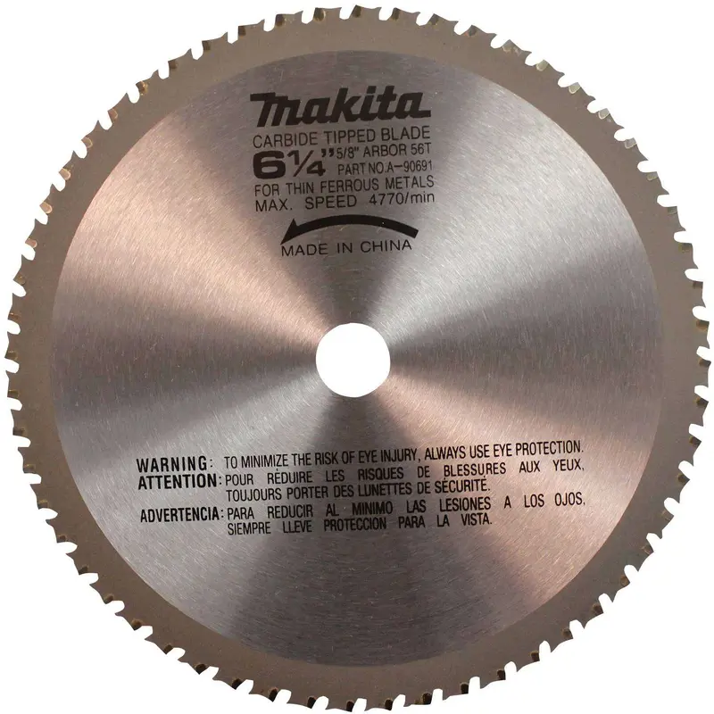Makita A-90691 6-1/4" 56T Carbide-Tipped Saw Blade, Ferrous Metal, Thin Gauge