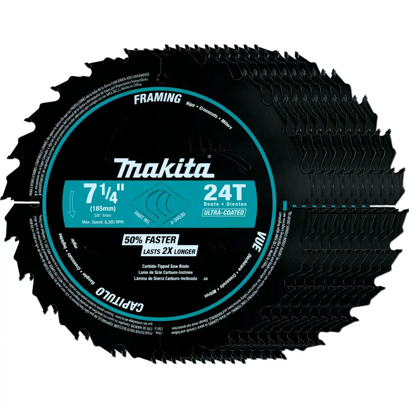 Makita A-94530-10 7-1/4" 24T Carbide-Tipped Ultra-Coated Circular Saw Blade, Framing, 10/pk
