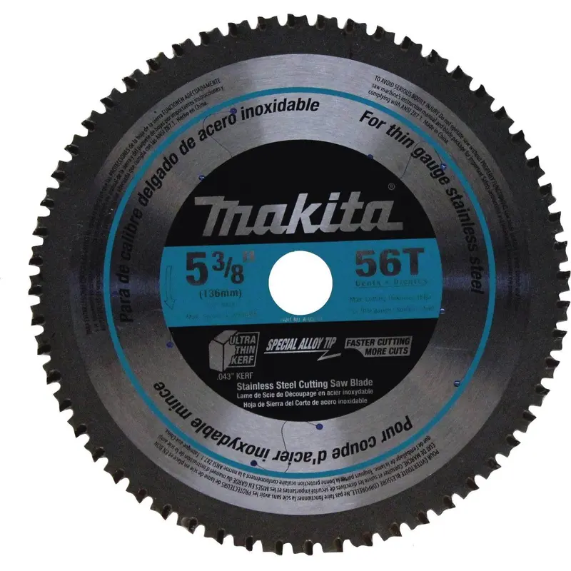 Makita A-95794 5-3/8" 56T Carbide-Tipped Saw Blade, Stainless Steel/Thin Gauge