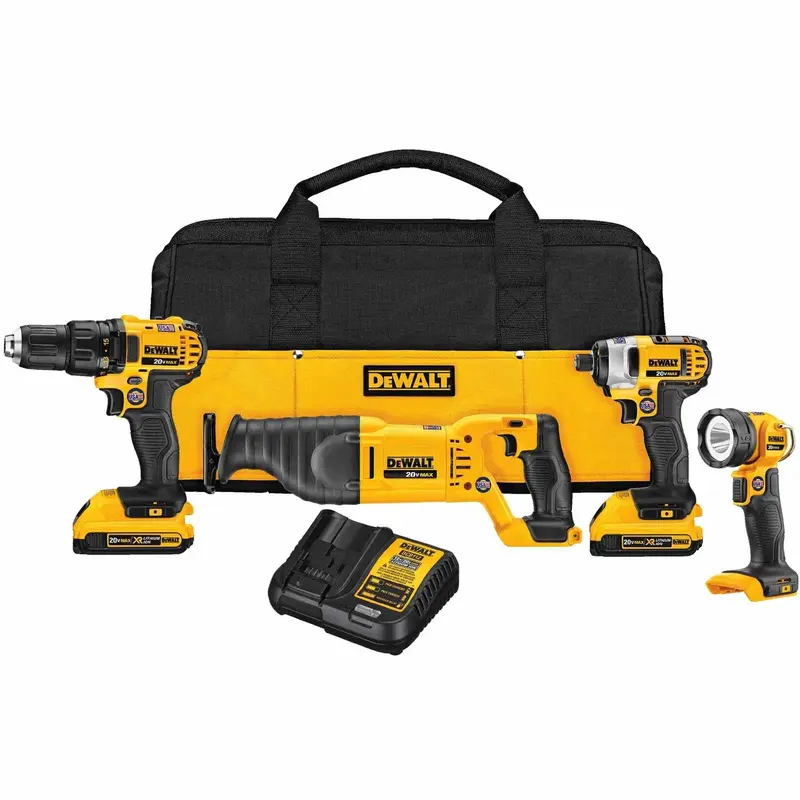 Dewalt DCK420D2 20V MAX Lithium Ion 4-Tool Combo Kit, 2.0Ah