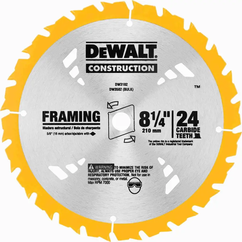 DeWalt DW3582 8-1/4 in. 24-Tooth Carbide Thin Kerf Circular Saw Blade