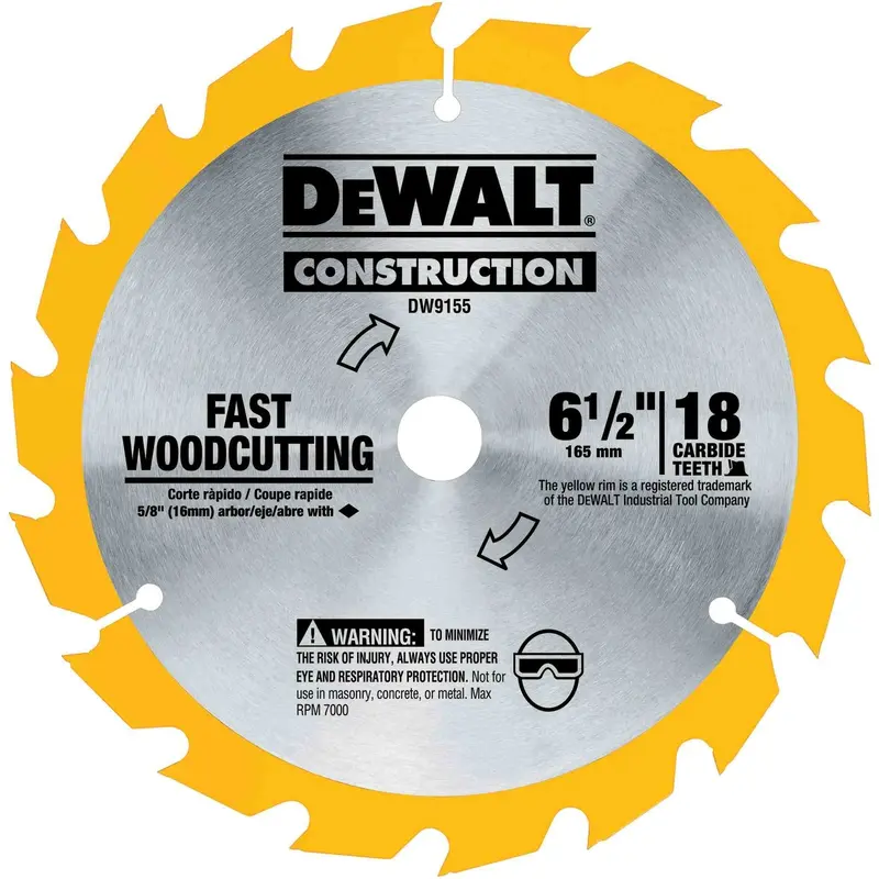 DeWalt DW9155 6-1/2 in. 18-Tooth Carbide Blade (Fast Cutting)
