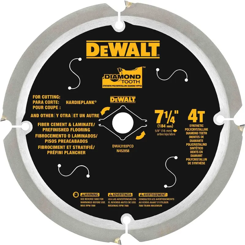 Dewalt DWA3193PCD 7-1/4 in. Fiber Cement 4-Tooth PCD Blade