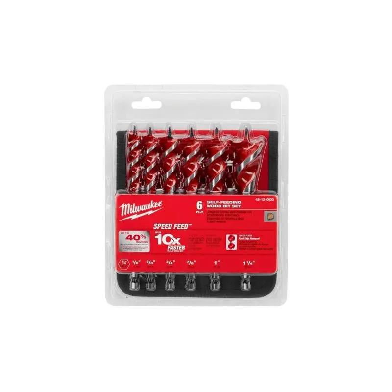 Milwaukee 48-13-0600 6-1/2" SPEED FEED Wood Bit Set, 6 Pieces