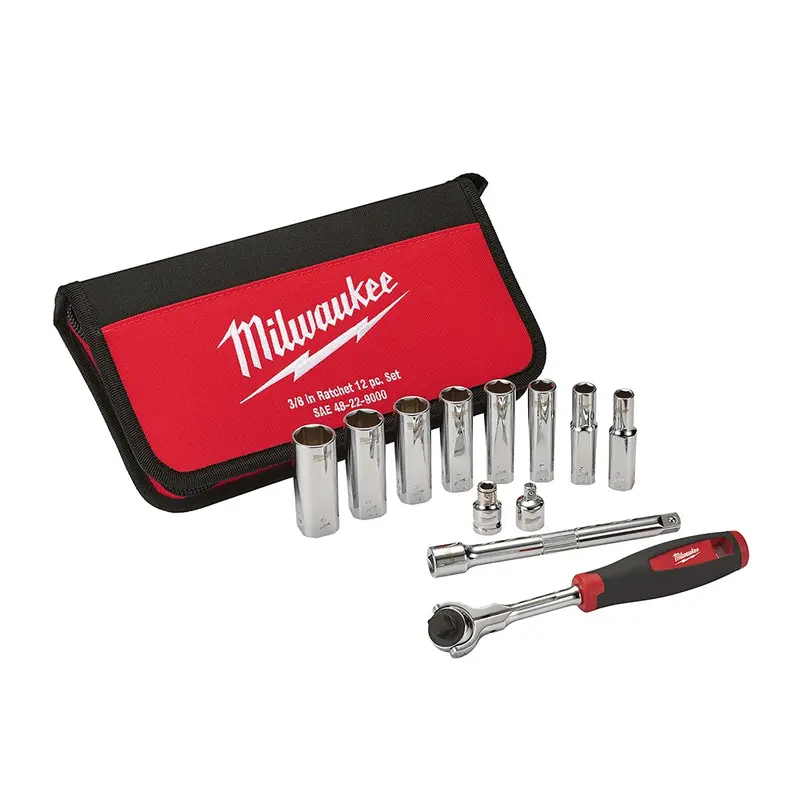 Milwaukee 48-22-9000 12-Piece  3/8" Drive Sae Socket Set