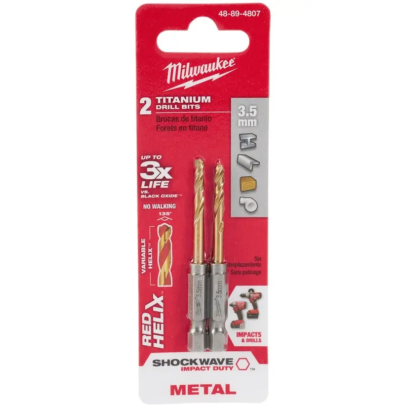 Milwaukee 48-89-4807 Metric Shockwave Titanium Red Helix 3.5mm