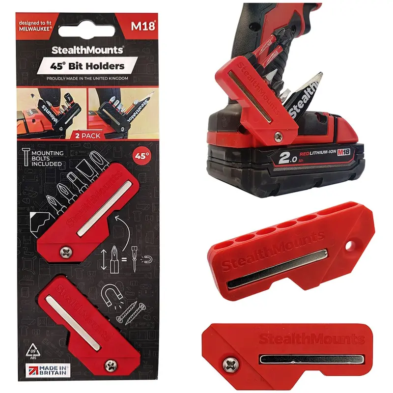 StealthMounts 45 Magnetic Bit Holder for Milwaukee M18 Tools, 2-Pack