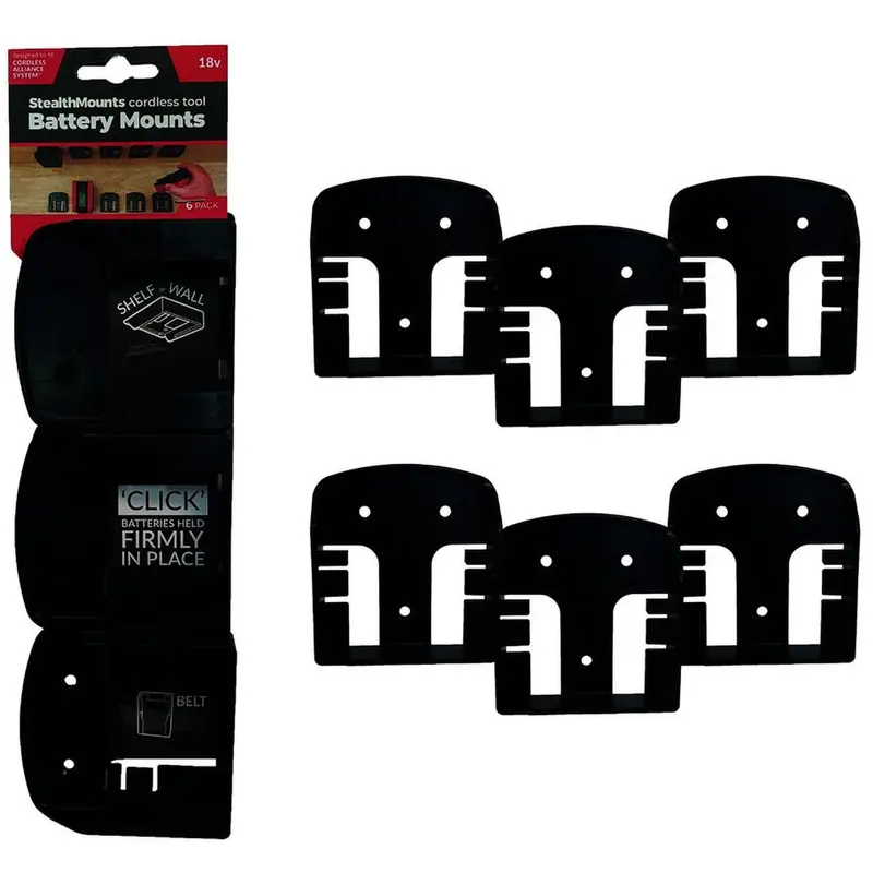 StealthMounts Battery Mounts for Cordless Alliance System Black, 6-Pack