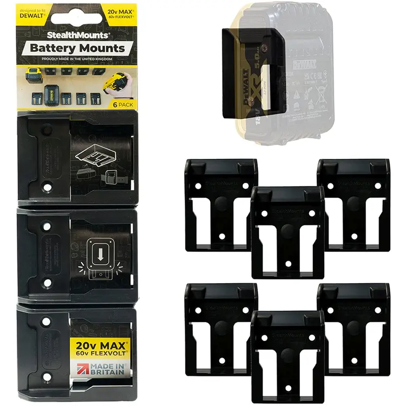 StealthMounts Battery Mounts for DeWALT XR 20V, 6-Pack