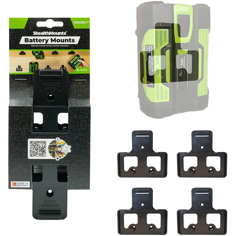 StealthMounts Battery Mounts for EGO Black, 4-Pack
