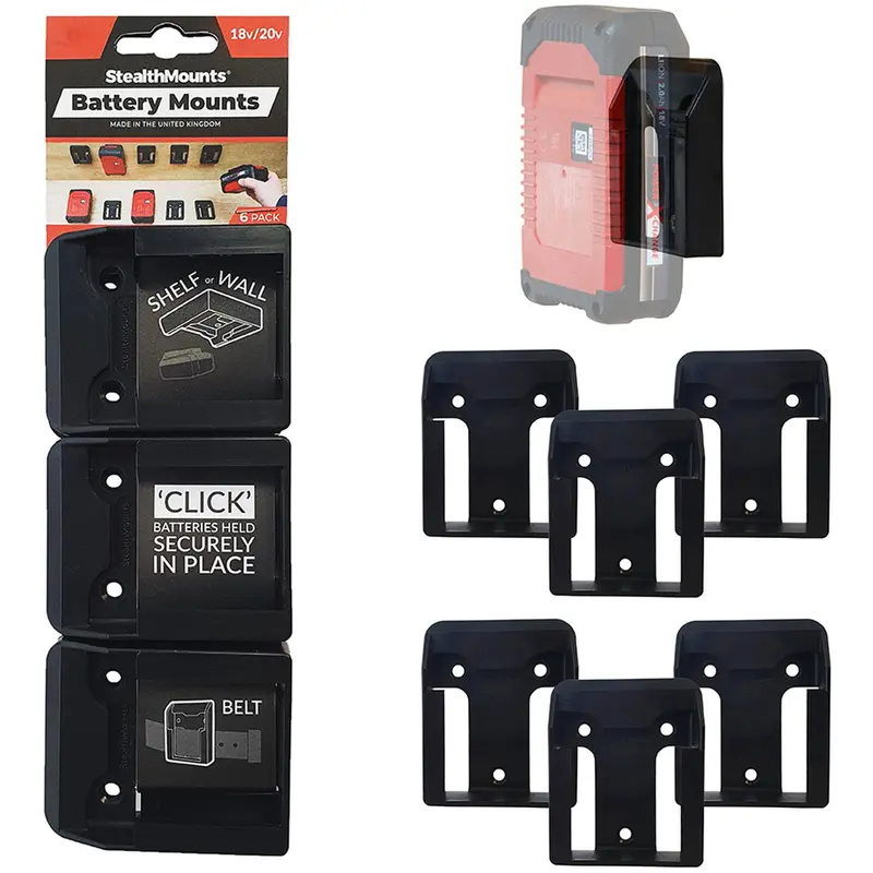 StealthMounts Battery Mounts for Einhell 18V Black, 6-Pack