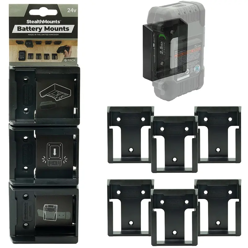 StealthMounts Battery Mounts for Flex 24V Black, 6-Pack