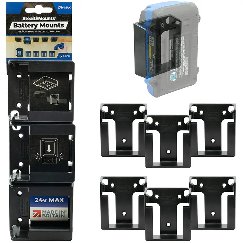 StealthMounts Battery Mounts for Kobalt 24V Black, 6-Pack