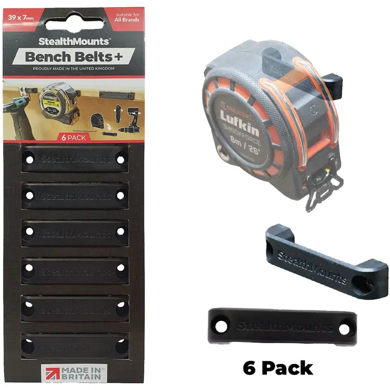 StealthMounts Bench Belt+ Mountable Tool Clips, 6-Pack