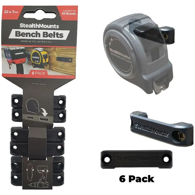 StealthMounts Bench Belts Black, 6-Pack