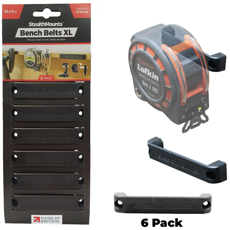 StealthMounts Bench Belts XL Mountable Tool Clips, 6-Pack