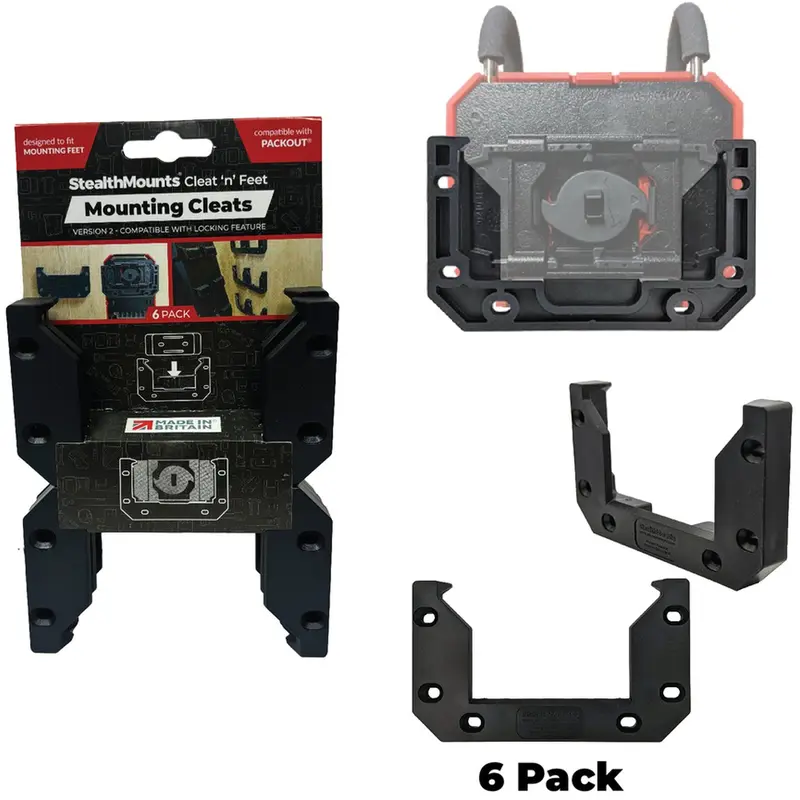 StealthMounts Cleat 'n' Feet Mounting Cleats V2 Black, 6-Pack