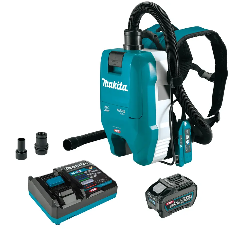 Makita GCV06T1 40V max XGT Brushless Cordless 1/2 Gallon HEPA Filter Backpack Dry Dust Extractor Kit, AWS Capable (5.0Ah)