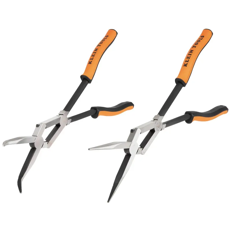 Klein Tools 71402 2-Piece Long Reach Needle Nose and Bent Nose Pliers Set, 13 in.
