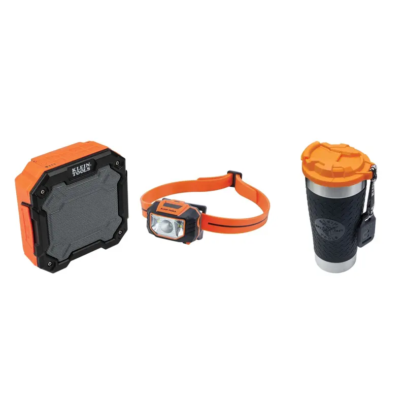 Klein Tools Portable Bluetooth Jobsite Speaker with LED Headlamp and 20 oz. Tumbler