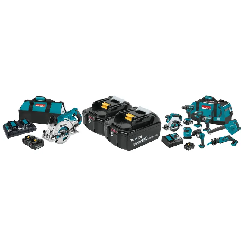 Makita 18V 9-Piece Combo Kit with 2 Chargers and 5 Batteries