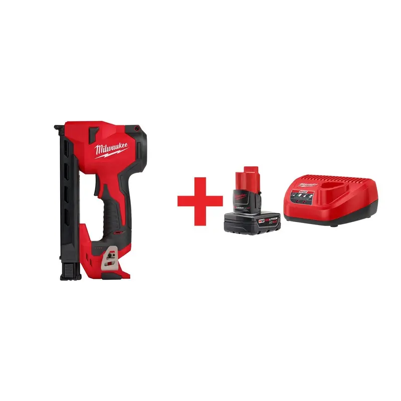 Milwaukee M12 Cable Stapler with M12 XC 4.0Ah Battery & Charger Starter Kit