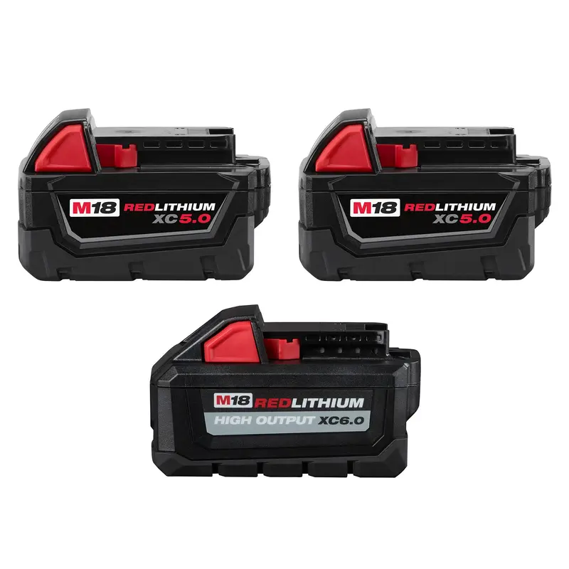 Milwaukee M18 Redlithium XC 5.0Ah Battery 2-Pack + M18 HO XC 6.0Ah Battery