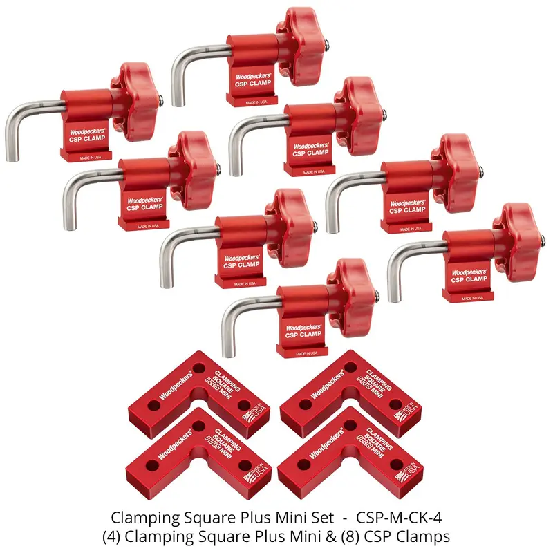Woodpeckers CSP-M-CK-4 Mini Clamping Square PLUS 4-Pack w/ CSP Clamps 8-Pack