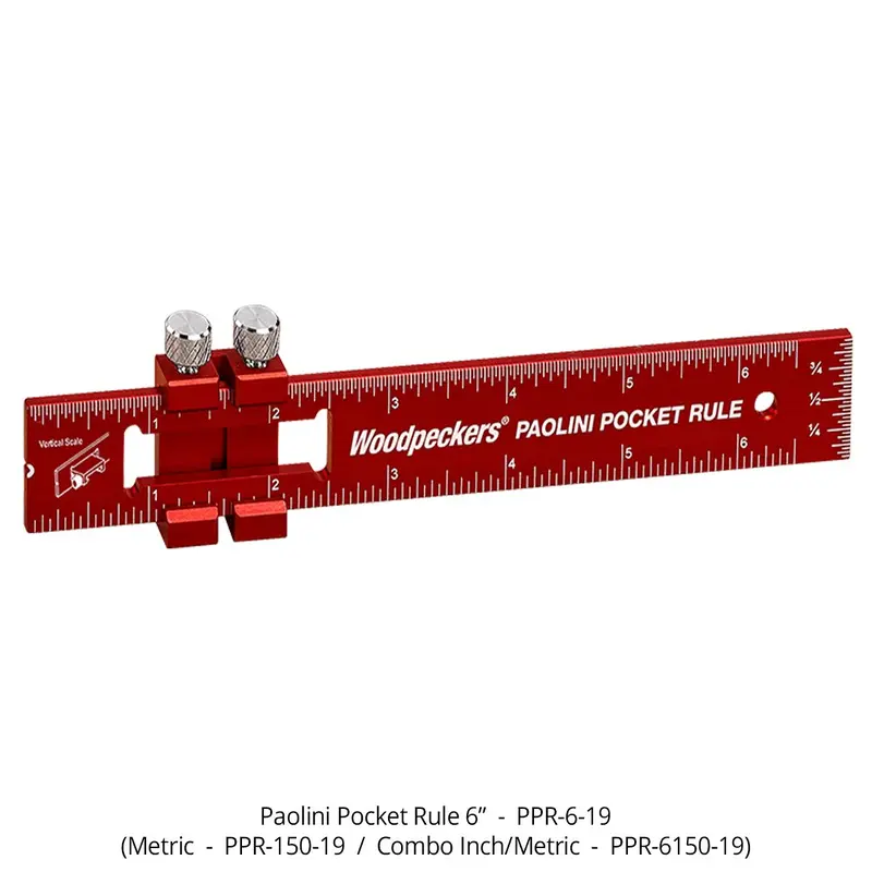 Woodpeckers PPR-6-19 Paolini Pocket Rule, 6" Aluminum